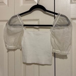 Aritzia Wilfred Sheer-Sleeve Top